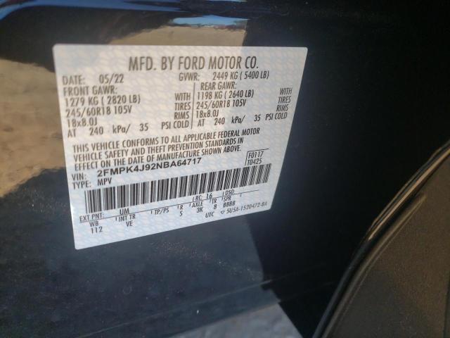 Photo 10 from auction – 2022 FORD EDGE SEL with VIN 2FMPK4J92NBA64717