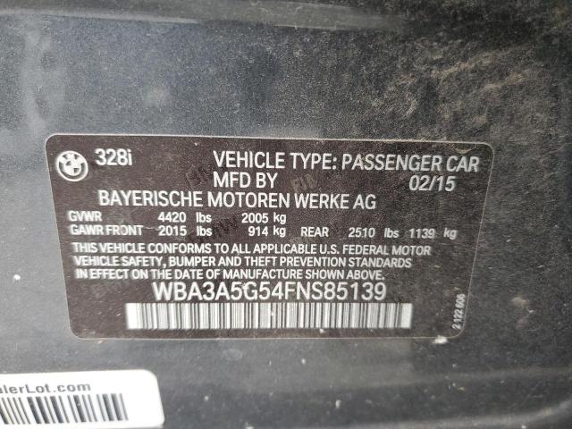 Photo 10 from auction – 2015 BMW 328 I with VIN WBA3A5G54FNS85139