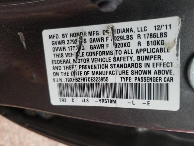 Photo 10 from auction – 2012 HONDA CIVIC EX with VIN 19XFB2F87CE323955