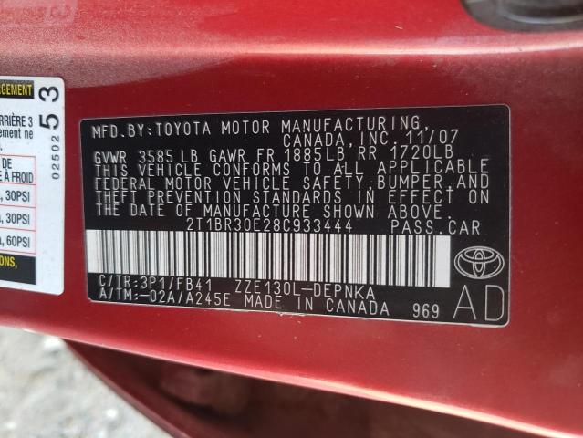 Photo 10 from auction – 2008 TOYOTA COROLLA CE with VIN 2T1BR30E28C933444