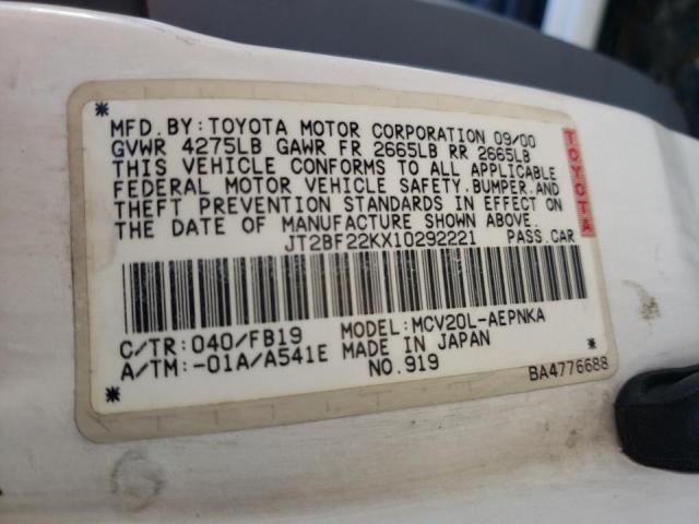 Photo 10 from auction – 2001 TOYOTA CAMRY CE with VIN JT2BF22KX10292221