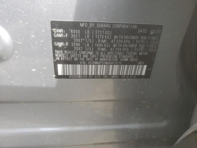 Photo 10 from auction – 2021 SUBARU ASCENT LIM with VIN 4S4WMAPDXM3451515