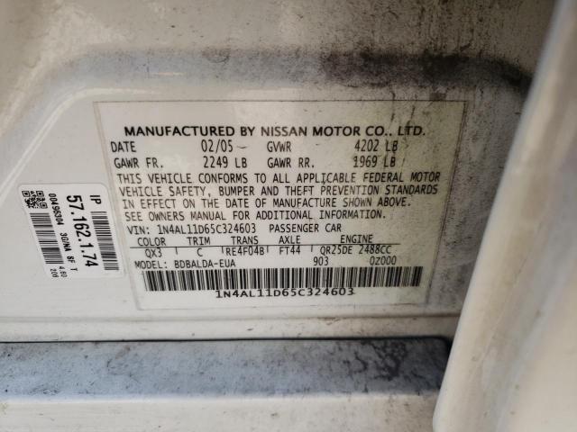 Photo 10 from auction – 2005 NISSAN ALTIMA S with VIN 1N4AL11D65C324603