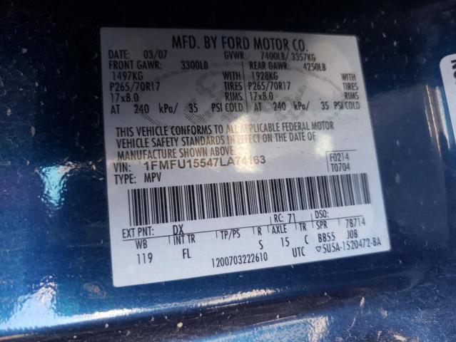 Photo 10 from auction – 2007 FORD EXPEDITION with VIN 1FMFU15547LA74163