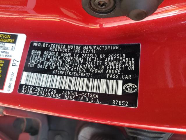 Photo 10 from auction – 2014 TOYOTA CAMRY L with VIN 4T1BF1FK3EU788371