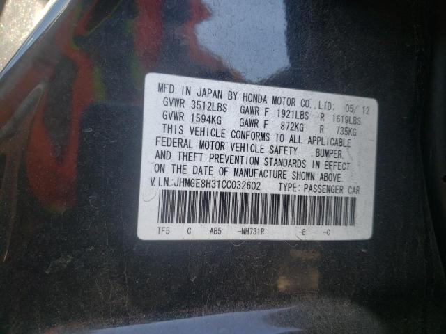 Photo 10 from auction – 2012 HONDA FIT with VIN JHMGE8H31CC032602