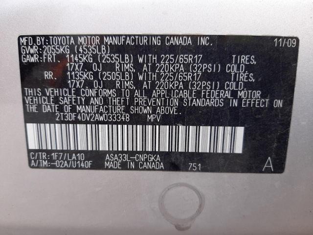 Photo 10 from auction – 2010 TOYOTA RAV4 LIMIT with VIN 2T3DF4DV2AW033348