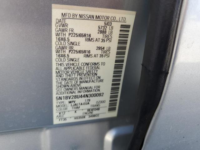 Photo 10 from auction – 2004 NISSAN QUEST S with VIN 5N1BV28U44N300092
