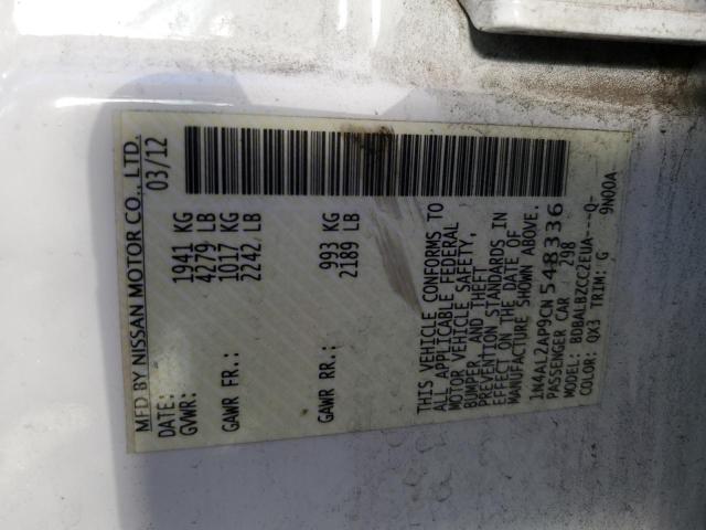 Photo 10 from auction – 2012 NISSAN ALTIMA BAS with VIN 1N4AL2AP9CN548336