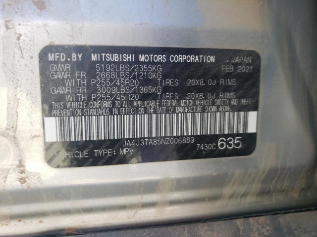 Photo 10 from auction – 2022 MITSUBISHI OUTLANDER with VIN JA4J3TA85NZ006889