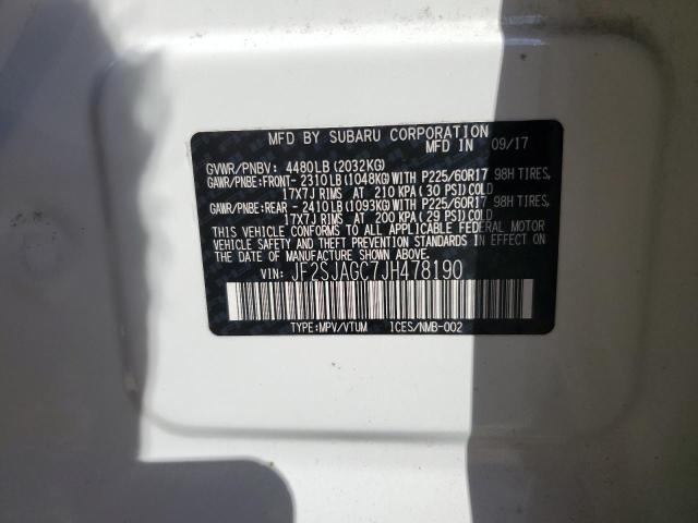 Photo 10 from auction – 2018 SUBARU FORESTER 2 with VIN JF2SJAGC7JH478190