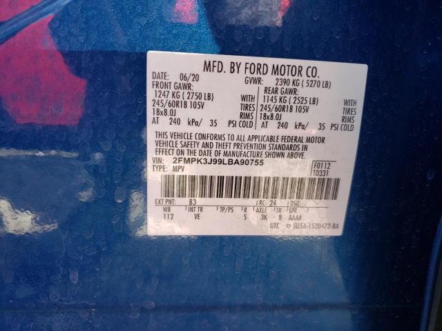 Photo 10 from auction – 2020 FORD EDGE SEL with VIN 2FMPK3J99LBA90755