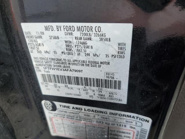 Photo 10 from auction – 2010 FORD F150 SUPER with VIN 1FTFW1EV3AFA79097