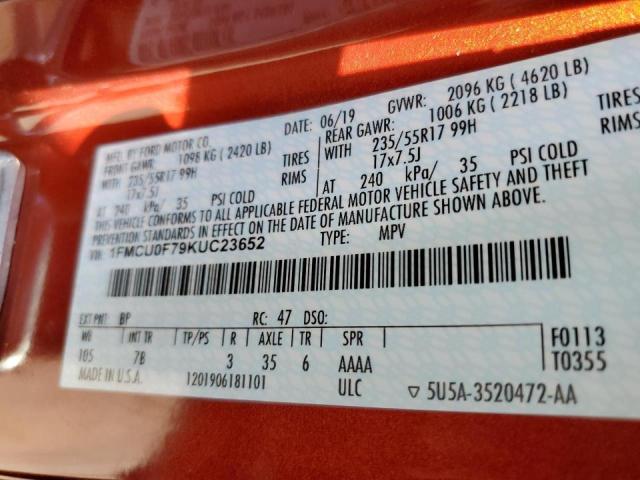 Photo 10 from auction – 2019 FORD ESCAPE S with VIN 1FMCU0F79KUC23652