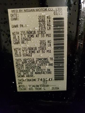 Photo 10 from auction – 2021 NISSAN ROGUE with VIN 5N1AT3BA1MC741146