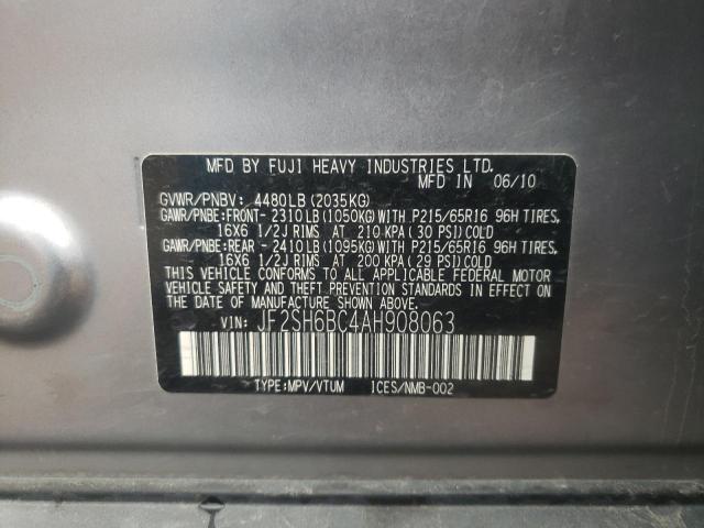 Photo 10 from auction – 2010 SUBARU FORESTER X with VIN JF2SH6BC4AH908063