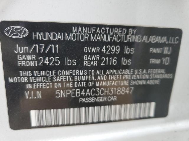 Photo 10 from auction – 2012 HYUNDAI SONATA GLS with VIN 5NPEB4AC3CH318847