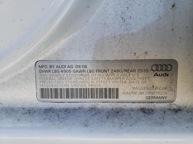 Photo 10 from auction – 2009 AUDI A4 PRESTIG with VIN WAUMF78K29N024215