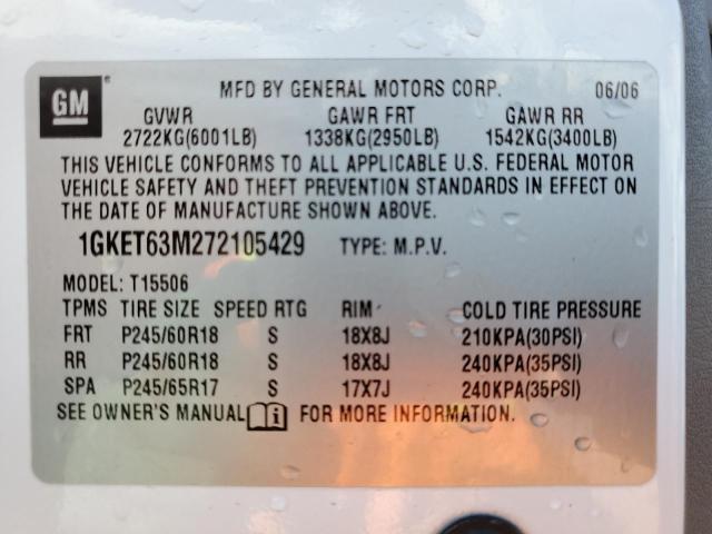 Photo 10 from auction – 2007 GMC ENVOY DENA with VIN 1GKET63M272105429