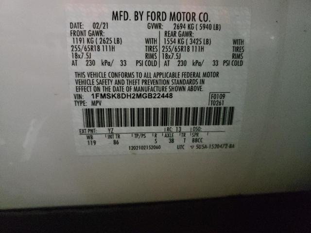 Photo 10 from auction – 2021 FORD EXPLORER X with VIN 1FMSK8DH2MGB22448