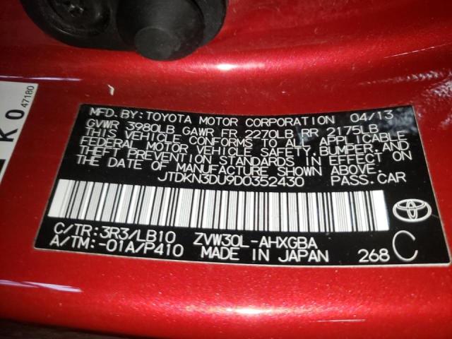 Photo 10 from auction – 2013 TOYOTA PRIUS with VIN JTDKN3DU9D0352430