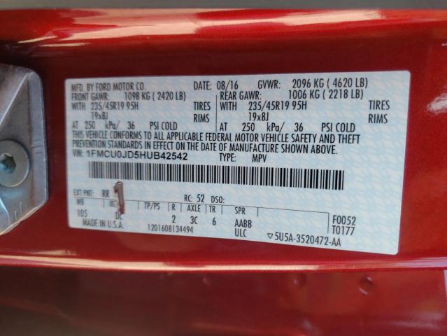Photo 10 from auction – 2017 FORD ESCAPE TIT with VIN 1FMCU0JD5HUB42542