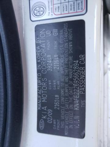 Photo 10 from auction – 2009 KIA SPECTRA EX with VIN KNAFE222695662894