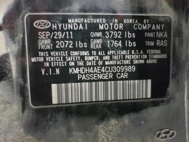 Photo 10 from auction – 2012 HYUNDAI ELANTRA GL with VIN KMHDH4AE4CU309989