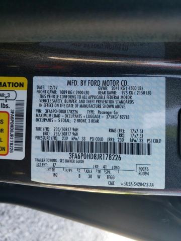Photo 10 from auction – 2018 FORD FUSION with VIN 3FA6P0HD8JR178226