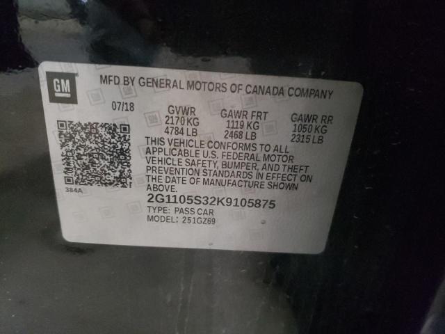 Photo 10 from auction – 2019 CHEVROLET IMPALA PRE with VIN 2G1105S32K9105875