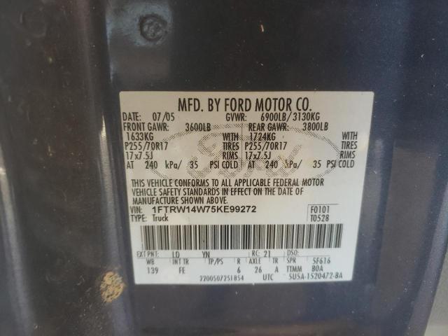 Photo 10 from auction – 2005 FORD F150 SUPER with VIN 1FTRW14W75KE99272