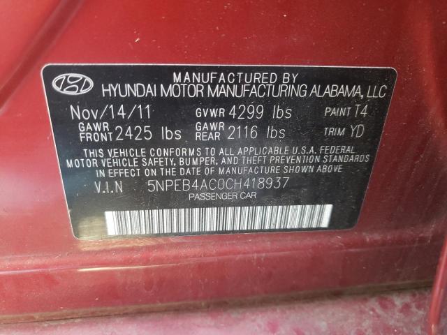Photo 10 from auction – 2012 HYUNDAI SONATA GLS with VIN 5NPEB4AC0CH418937