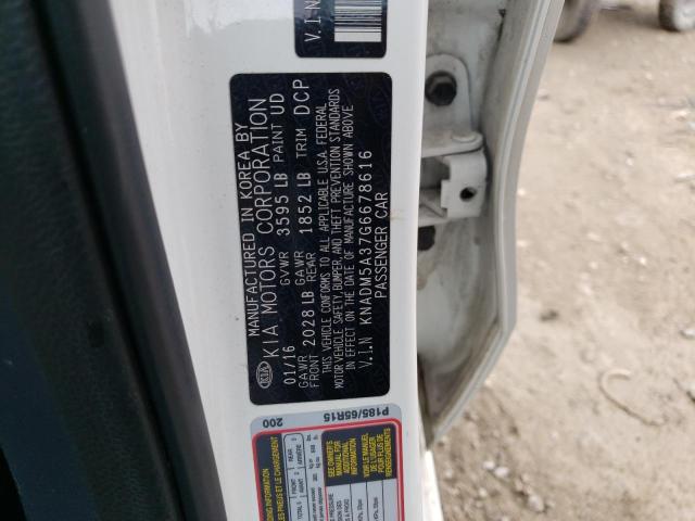 Photo 10 from auction – 2016 KIA RIO LX with VIN KNADM5A37G6678616