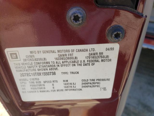 Photo 10 from auction – 1999 GMC NEW SIERRA with VIN 2GTEC19T8X1550738