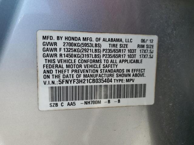 Foto 10 de la subasta – 2012 HONDA PILOT LX con VIN 5FNYF3H21CB035404