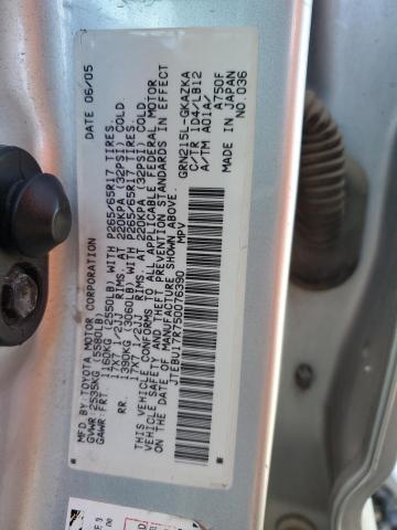 Photo 10 from auction – 2005 TOYOTA 4RUNNER LI with VIN JTEBU17R750076390