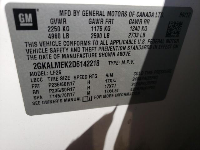 Photo 10 from auction – 2013 GMC TERRAIN SL with VIN 2GKALMEK2D6142218
