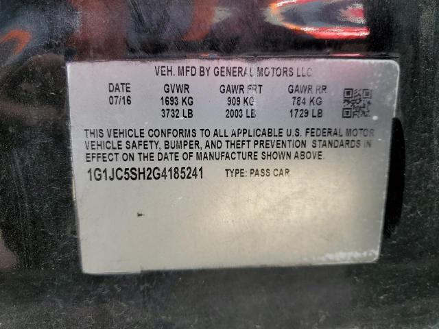 Photo 10 from auction – 2016 CHEVROLET SONIC LT with VIN 1G1JC5SH2G4185241