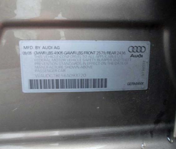 Photo 10 from auction – 2006 AUDI A4 3.2 QUA with VIN WAUDG78E56A093720
