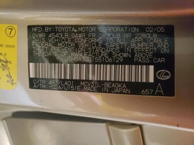 Photo 10 from auction – 2005 LEXUS ES 330 with VIN JTHBA30G155106129