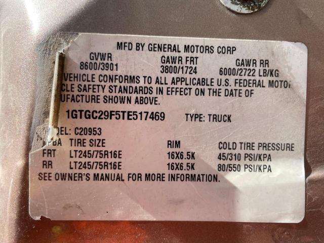 Photo 10 from auction – 1996 GMC SIERRA C25 with VIN 1GTGC29F5TE517469
