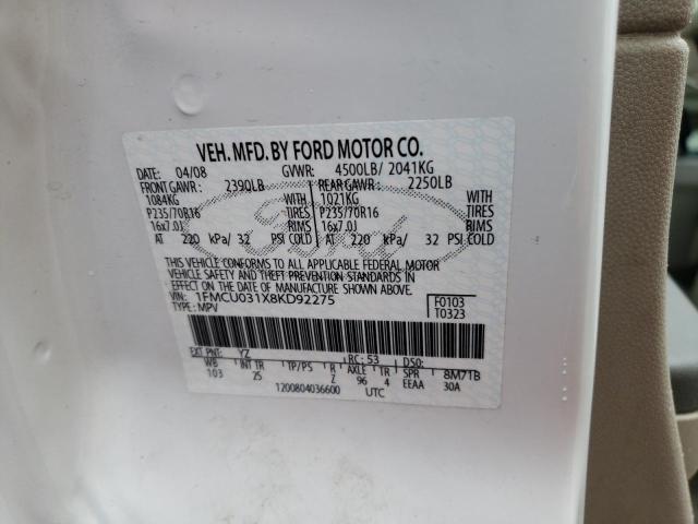 Photo 10 from auction – 2008 FORD ESCAPE XLT with VIN 1FMCU031X8KD92275