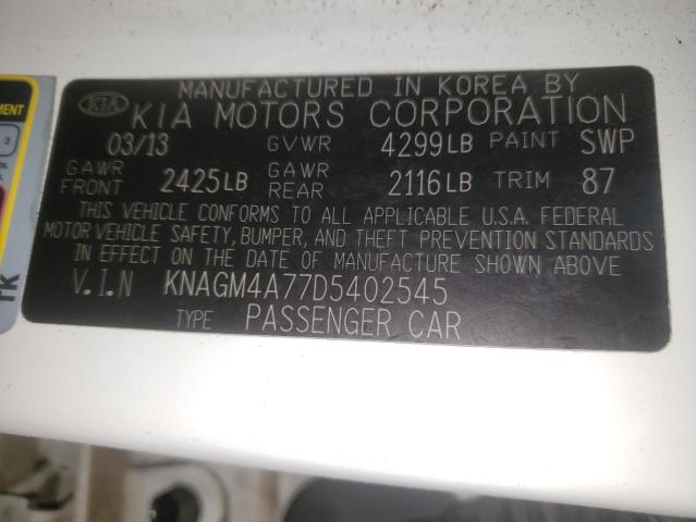 Photo 10 from auction – 2013 KIA OPTIMA LX with VIN KNAGM4A77D5402545