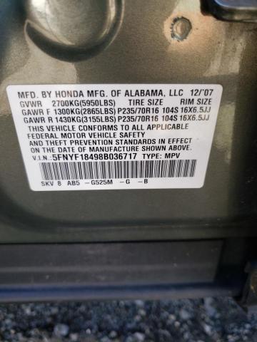 Photo 10 from auction – 2008 HONDA PILOT EX with VIN 5FNYF18498B036717