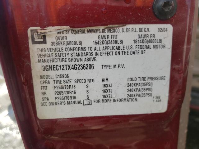 Photo 10 from auction – 2004 CHEVROLET AVALANCHE with VIN 3GNEC12TX4G236206