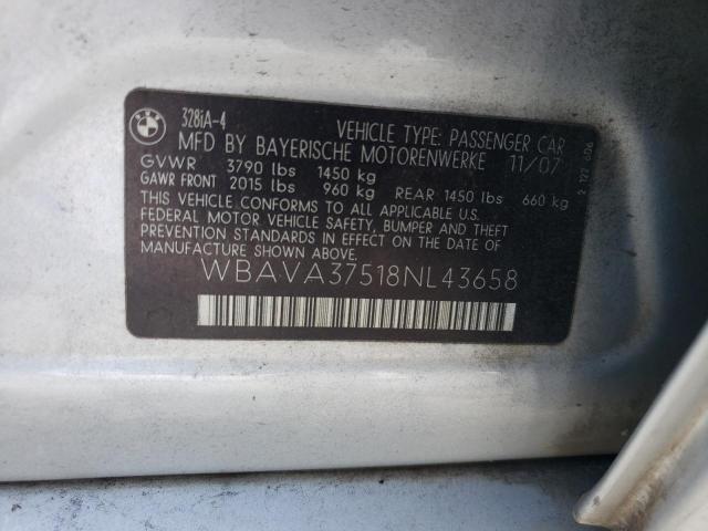 Photo 10 from auction – 2008 BMW 328 I with VIN WBAVA37518NL43658