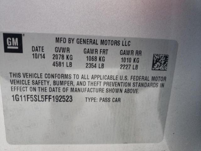Photo 10 from auction – 2015 CHEVROLET MALIBU LTZ with VIN 1G11F5SL5FF192523