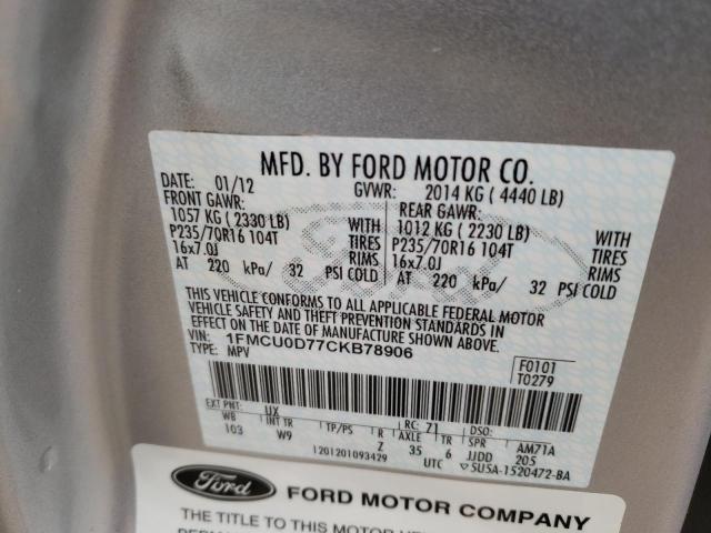 Фото 10 с аукциона – 2012 FORD ESCAPE XLT с VIN 1FMCU0D77CKB78906