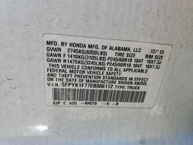 Photo 10 from auction – 2014 HONDA RIDGELINE with VIN 5FPYK1F77EB006112