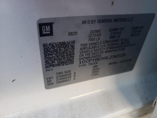 Photo 10 from auction – 2020 CHEVROLET SILVERADO with VIN 1GCPYBEH5LZ343128